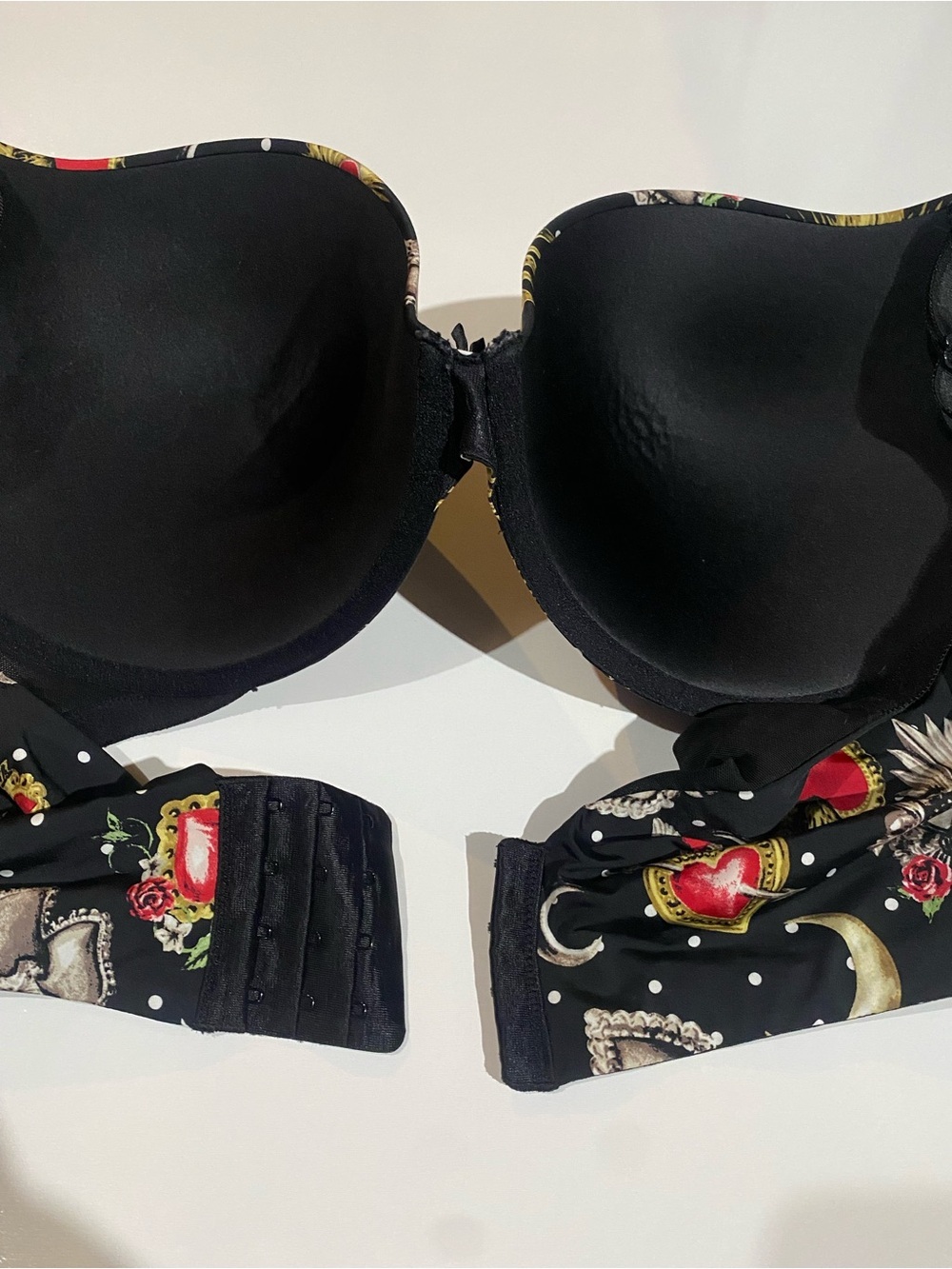Torrid Curve Back Smoothing Push Up Plunge Bra Size 44DD Celestial Hearts Roses - Picture 7 of 7